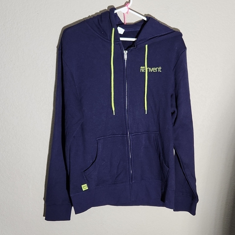 AWS Womens Jacket Hoodie size M Navy Blue Tech Jacket
